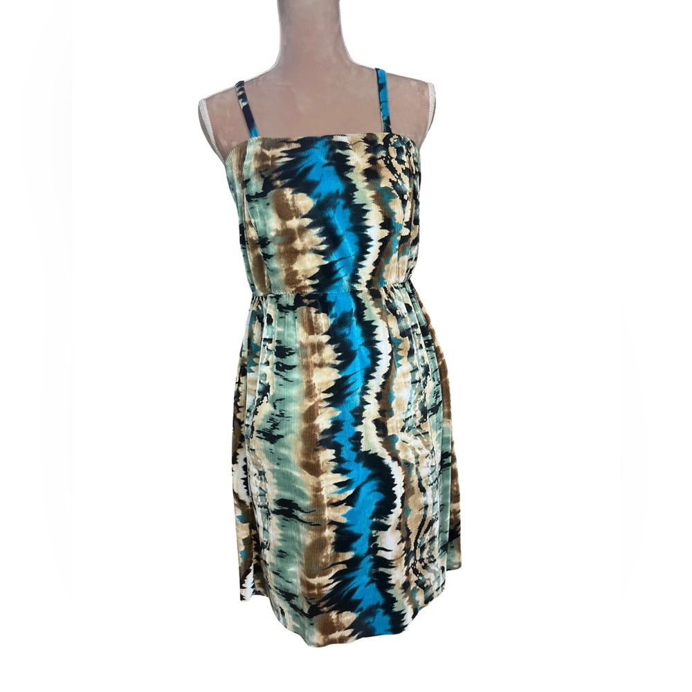 Trina Turk Blue and Brown Patterned Mini Dress